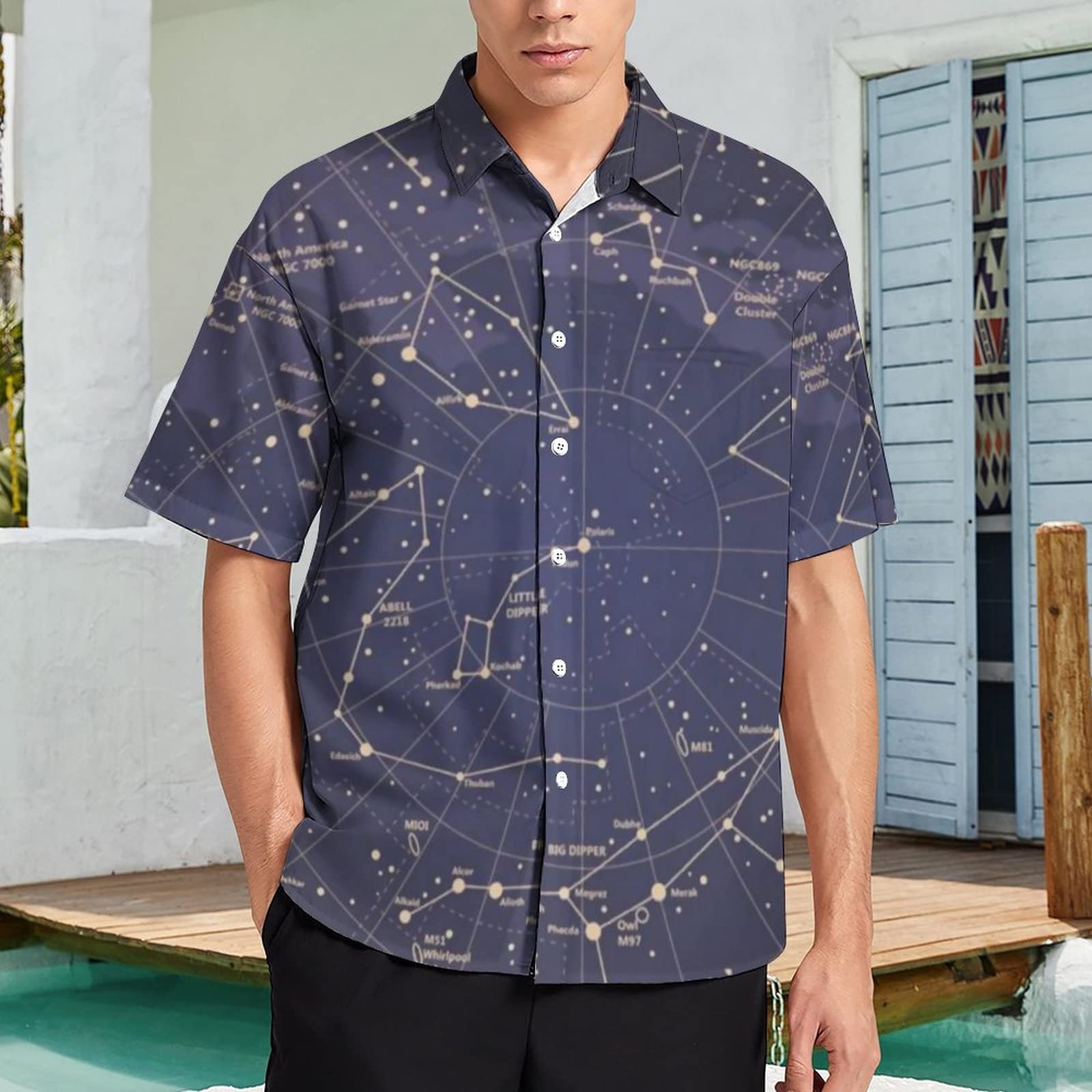アトリエgg 星柄シャツ カジュアルシャツ 星座柄シャツ メンズ 星柄 シャツ メンズの通販
